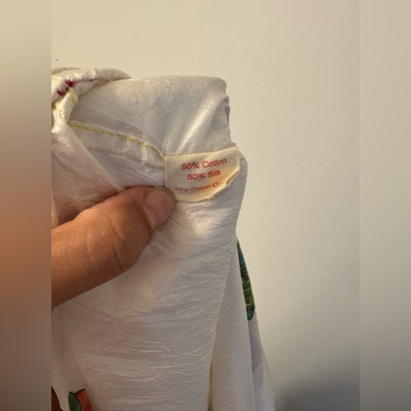 Injiri Rasa 27 White Floral Silk Slip Midi Dress Size Medium Bohemian Casual - Picture 7 of 10